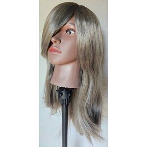 20'' Long Straight Grey Synthetic Wig Bang Layers Cosplay Costume Anime Gray NEW
